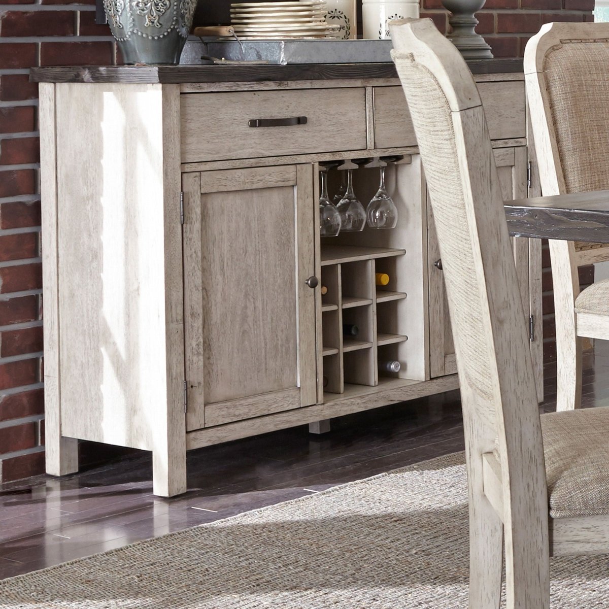Willowrun - Sideboard - Rustic White Sideboards by Liberty Furniture - Walls Furniture & Mattress
