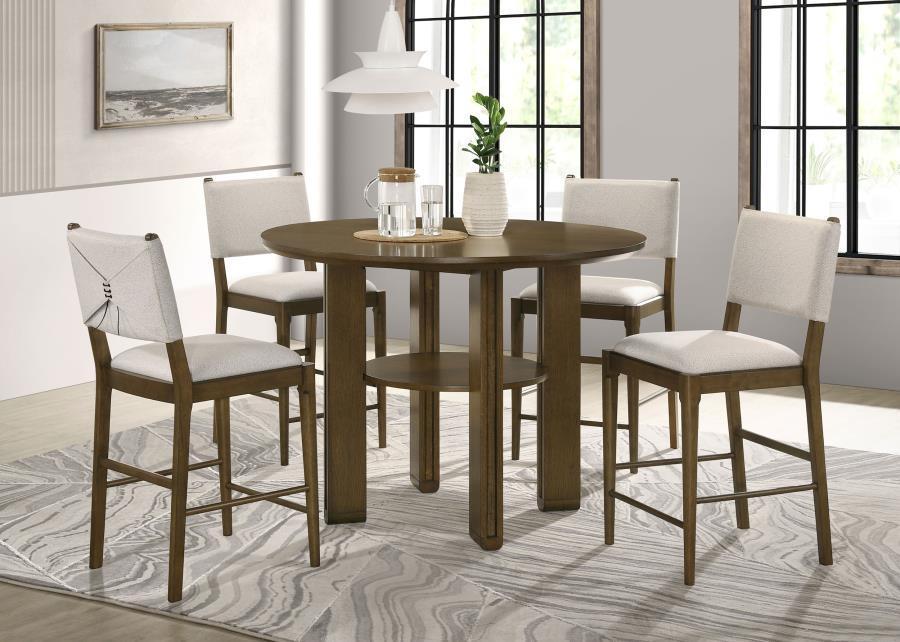 Ottowa - 5 Piece Round Counter Height Dining Room Set - Brown 5 Piece Dining Room Sets by Coaster Fine Furniture - Walls Furniture & Mattress