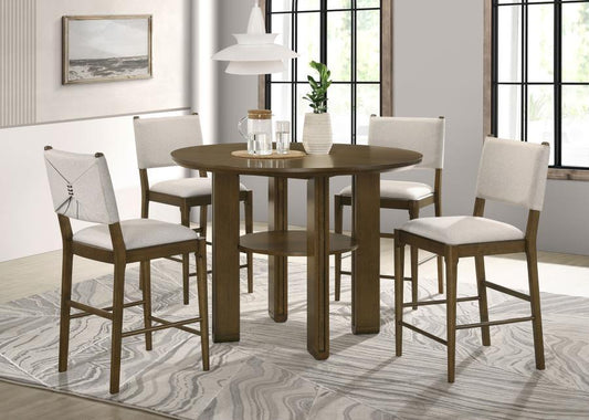 Ottowa - 5 Piece Round Counter Height Dining Room Set - Brown 5 Piece Dining Room Sets by Coaster Fine Furniture - Walls Furniture & Mattress