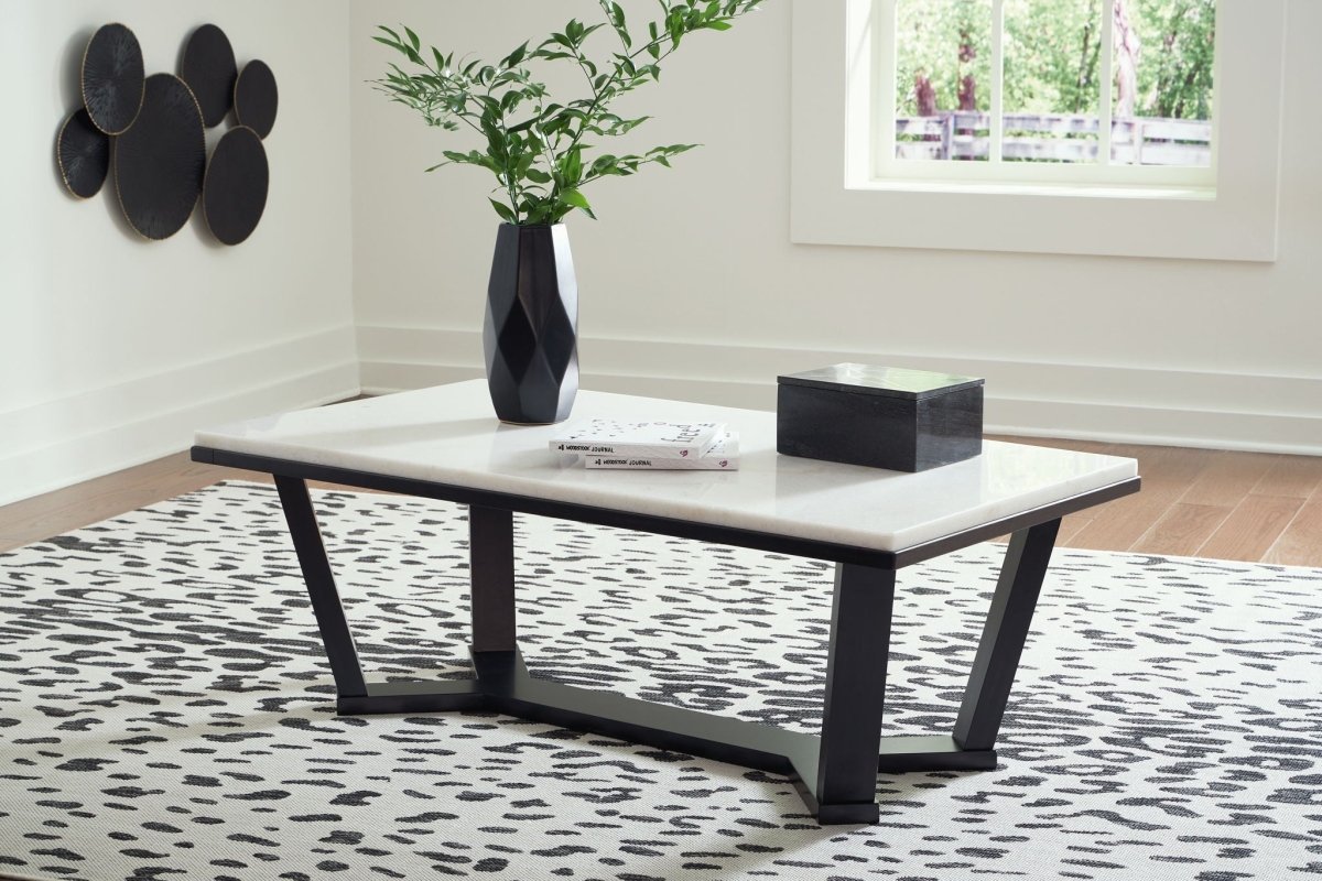 Fostead - Rectangular Cocktail Table - White / Espresso Cocktail Tables by Signature Design by Ashley® - Walls Furniture & Mattress