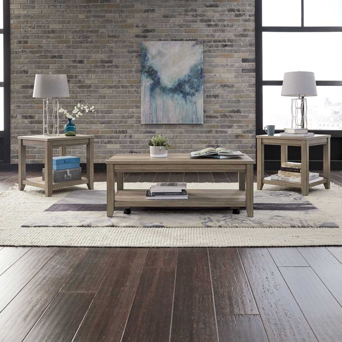 Sun Valley - 3 Piece Table Set - Light Brown Table Sets by Liberty Furniture - Walls Furniture & Mattress