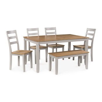 Harperfeld - Dining Room Table Set (Set of 6) - Natural / Gray 6 Piece Dining Room Sets by Signature Design by Ashley® - Walls Furniture & Mattress