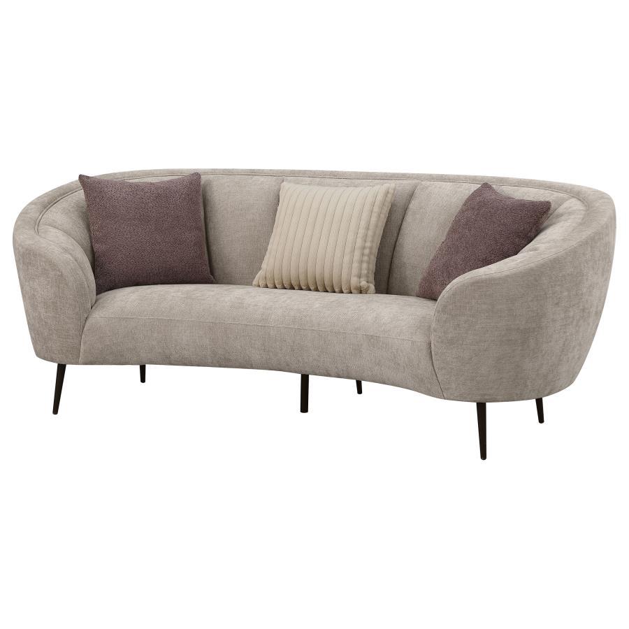 Ellorie - Upholstered Channel Back Curved Sofa - Beige Stationary Sofas by Coaster Fine Furniture - Walls Furniture & Mattress