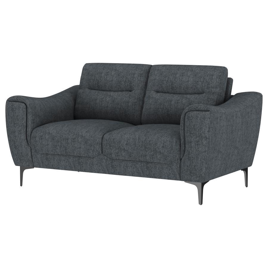 Nolan - Upholstered Sloped Track Arm Loveseat - Charcoal Stationary Loveseats by Coaster Fine Furniture - Walls Furniture & Mattress