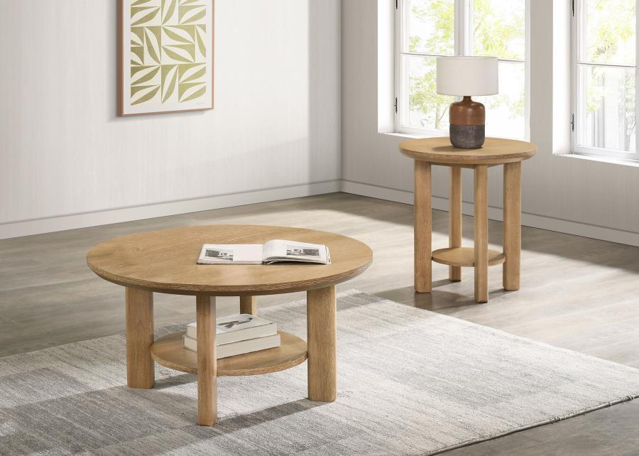 Ottowa - Round Wood Coffee Table Set Table Sets by Coaster Fine Furniture - Walls Furniture & Mattress