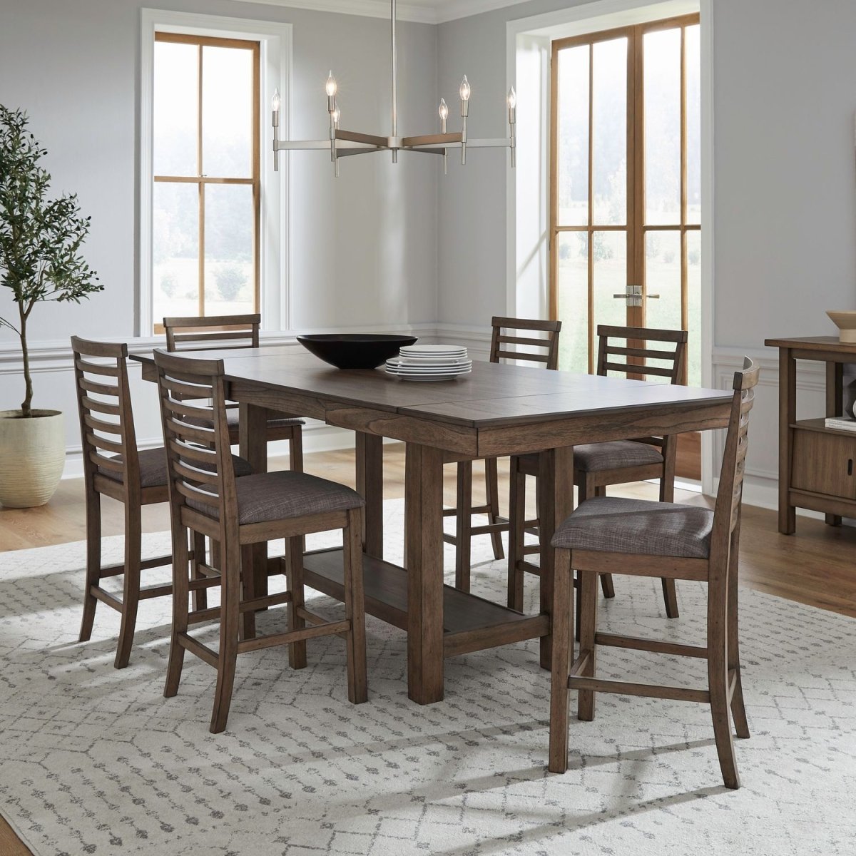 Brook Bay - Counter Trestle Table Set 6 Piece Dining Room Sets by Liberty Furniture - Walls Furniture & Mattress