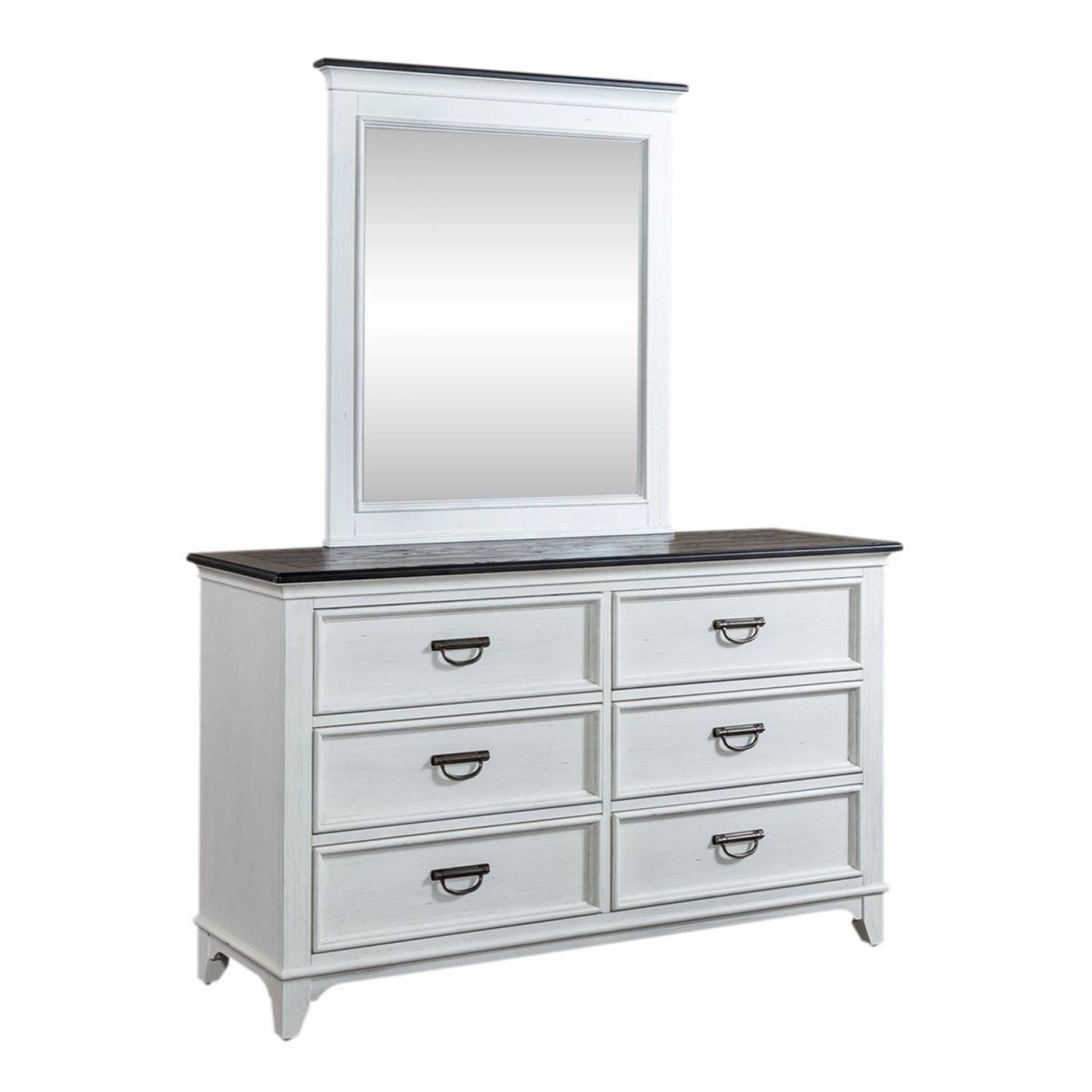 Allyson Park - Dresser & Mirror (6 Drawer Dresser) - White Dresser & Mirror by Liberty Furniture - Walls Furniture & Mattress