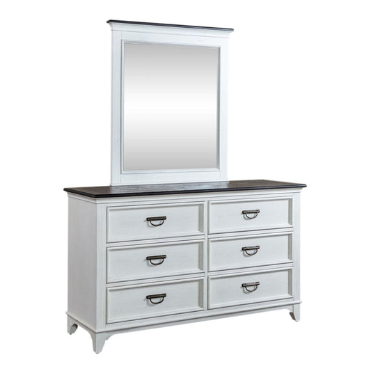 Allyson Park - Dresser & Mirror (6 Drawer Dresser) - White Dresser & Mirror by Liberty Furniture - Walls Furniture & Mattress