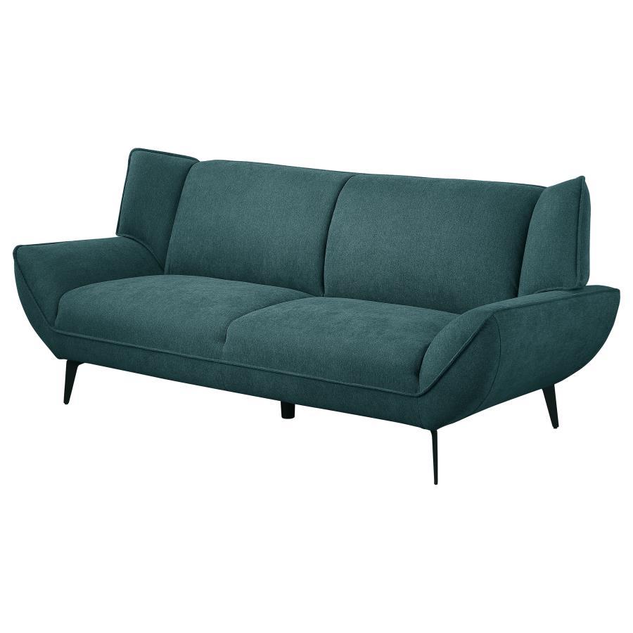 Acton - Upholstered Flared Arm Sofa - Teal Blue Stationary Sofas by Coaster Fine Furniture - Walls Furniture & Mattress