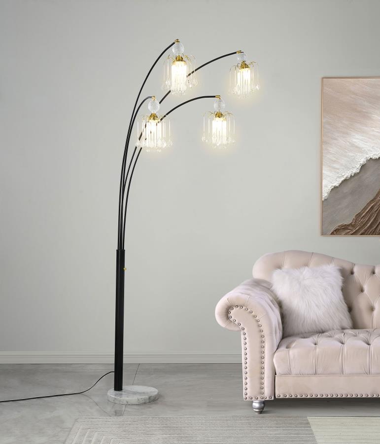 Maisel - Hanging Crystal Arc Tree Floor Lamp - Black Floor Lamps by CoasterEssence - Walls Furniture & Mattress