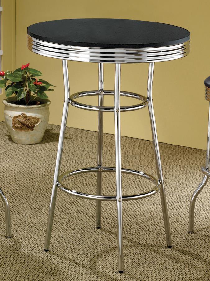 Retro - Round 30" 1950's Bistro Pub Height Bar Table Bar Tables by CoasterEveryday - Walls Furniture & Mattress