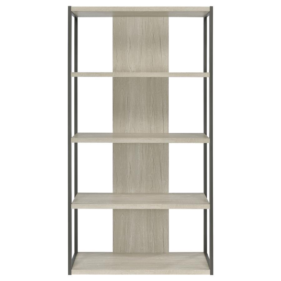Loomis - 72" 4 - Shelf Bookshelf - Whitewashed Gray Standard Bookcases by CoasterEssence - Walls Furniture & Mattress