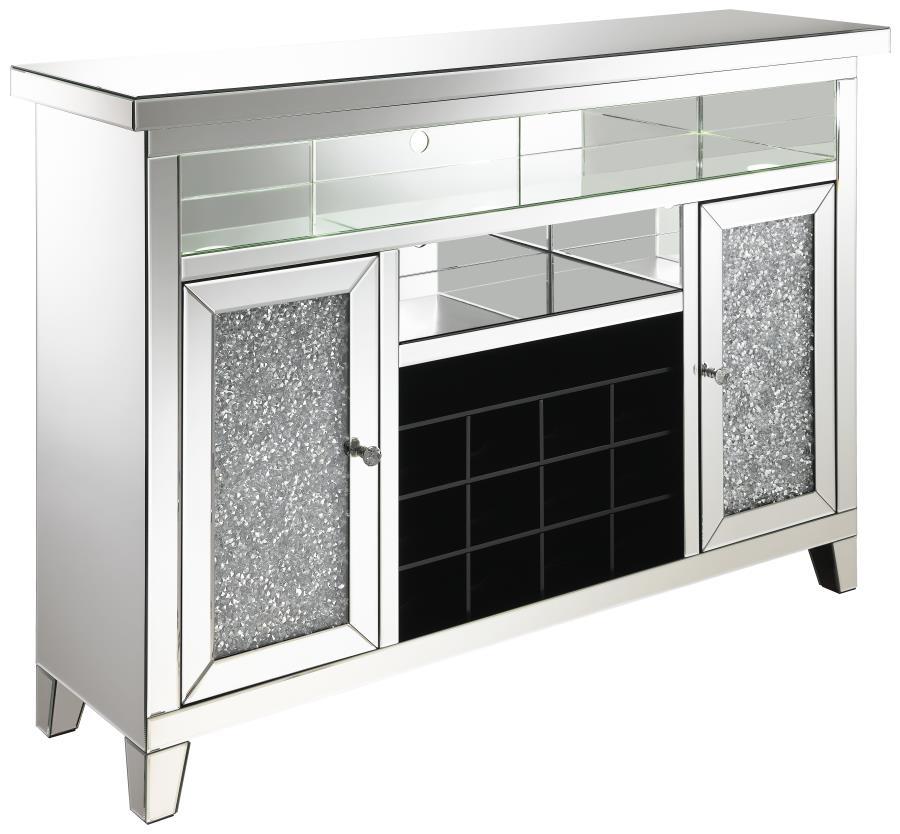 Melinda - 2 - Door LED Mirrored Wine Storage Bar Cabinet - Silver Wine Cabinets by CoasterElevations - Walls Furniture & Mattress