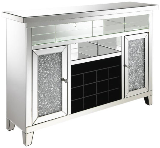 Melinda - 2 - Door LED Mirrored Wine Storage Bar Cabinet - Silver Wine Cabinets by CoasterElevations - Walls Furniture & Mattress