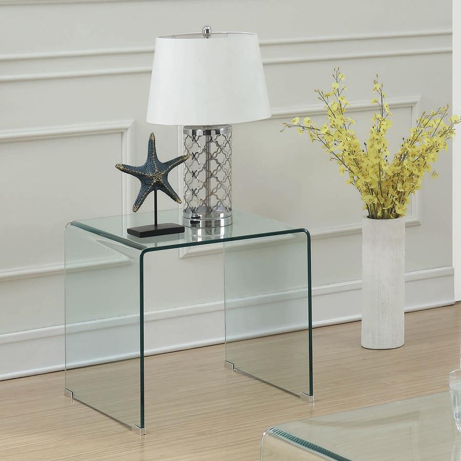 Ripley - Rectangular Tempered Bent Glass Table End Tables by CoasterEssence - Walls Furniture & Mattress