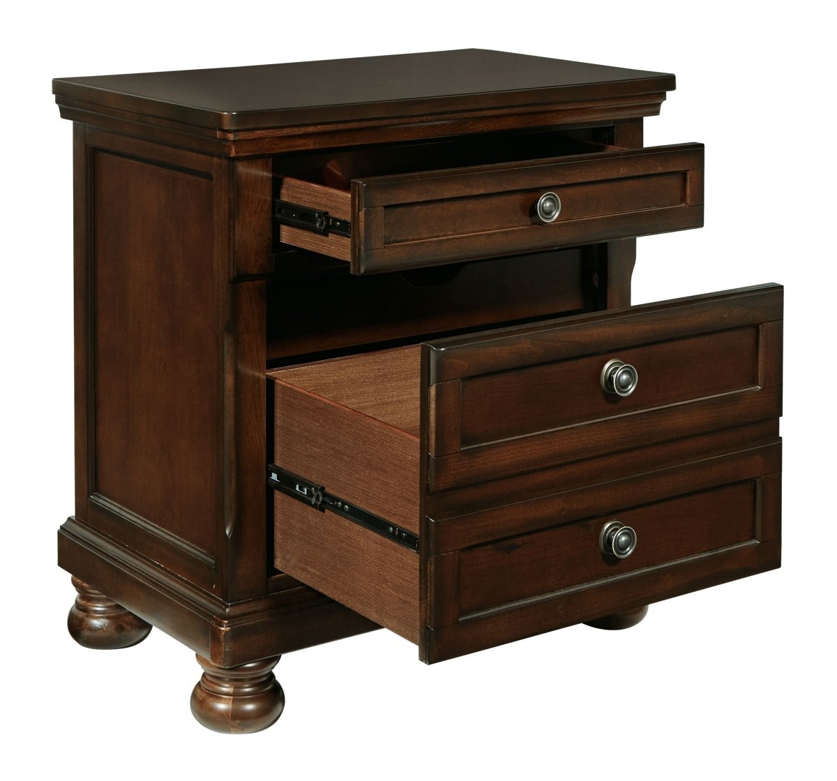 Porter - Two Drawer Night Stand - Dark Brown Accent Nightstands by Millennium® by Ashley - Walls Furniture & Mattress
