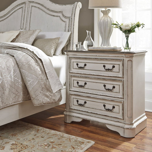 Magnolia Manor - 3 Drawer Bedside Chest With Charging Station - White Bedside Chests by Liberty Furniture - Walls Furniture & Mattress