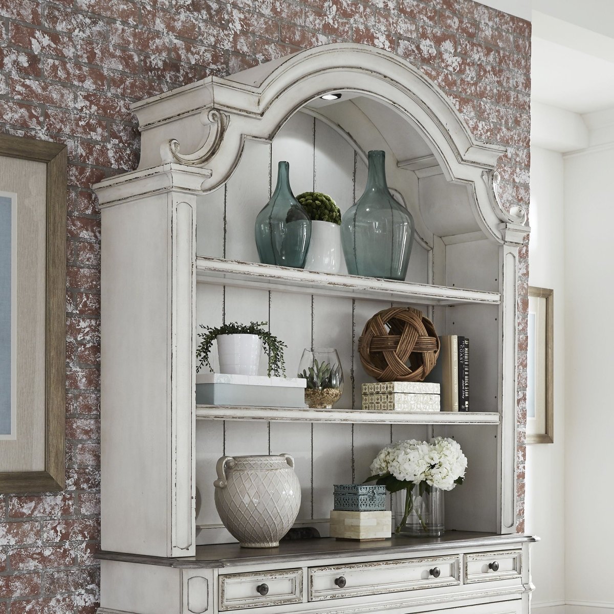 Magnolia Manor - Credenza Hutch - White Hutches by Liberty Furniture - Walls Furniture & Mattress