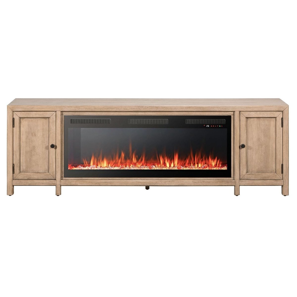 Fireplace TV Console - 82" Console With Fire FTS - Light Brown Fireplace TV Stands by Liberty Furniture - Walls Furniture & Mattress