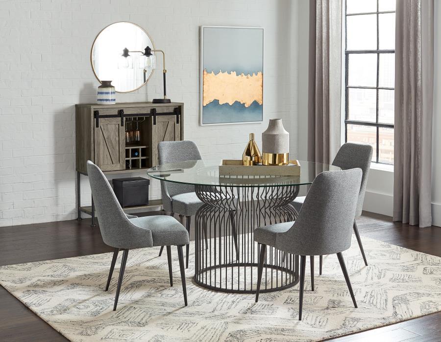 Granvia - Round Glass Top Metal Dining Table - Gunmetal Dining Tables by Coaster Fine Furniture - Walls Furniture & Mattress