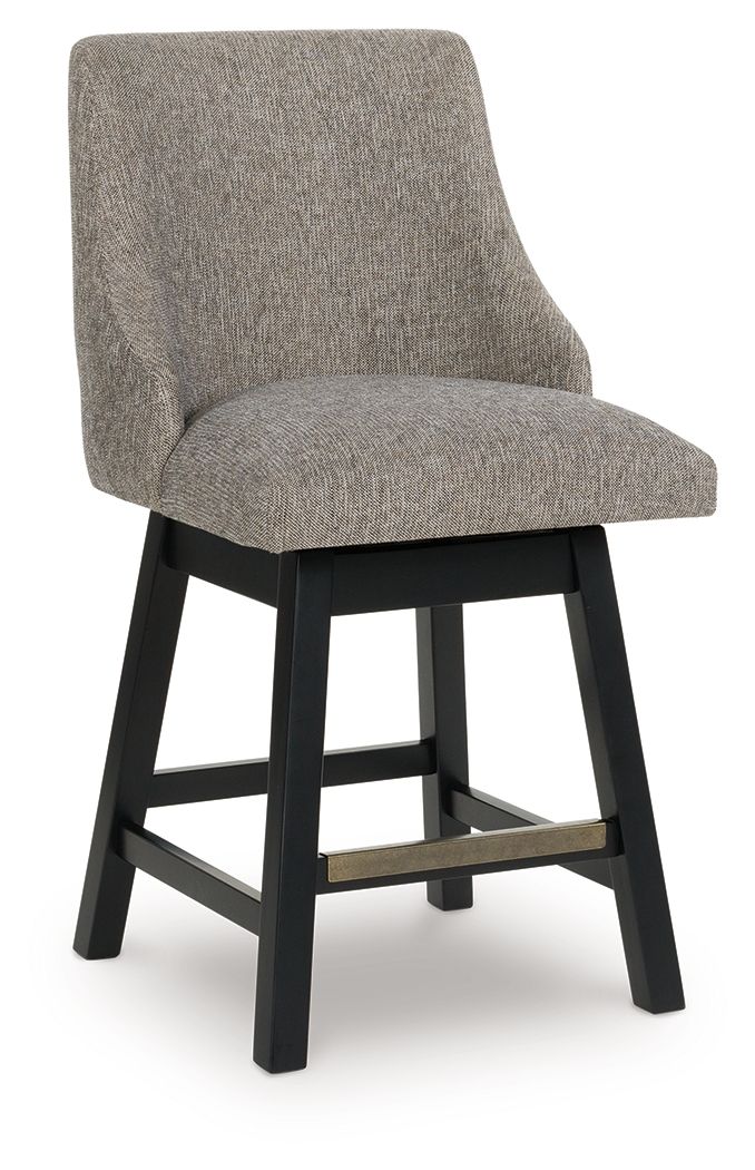 Neymorton - Dark Grayish Brown - Upholstered Swivel Barstool (Set of 2) Stool Sets by Signature Design by Ashley® - Walls Furniture & Mattress
