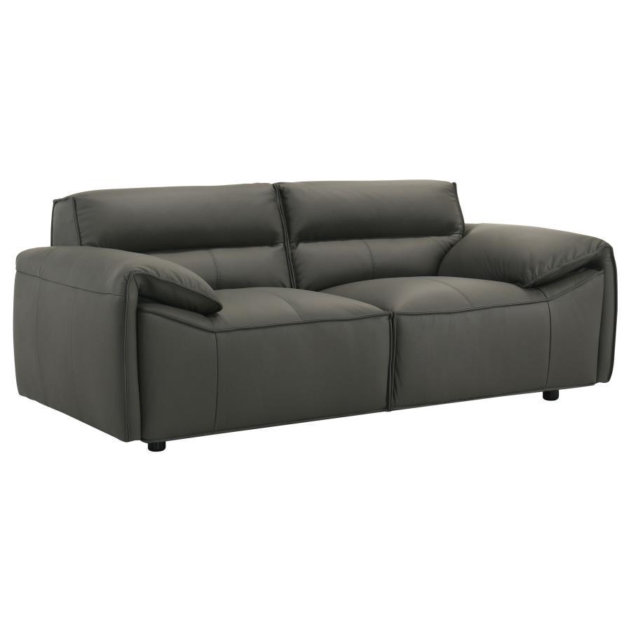 Buxton - Top Grain Leather Upholstered Loveseat Stationary Loveseats by Coaster Fine Furniture - Walls Furniture & Mattress