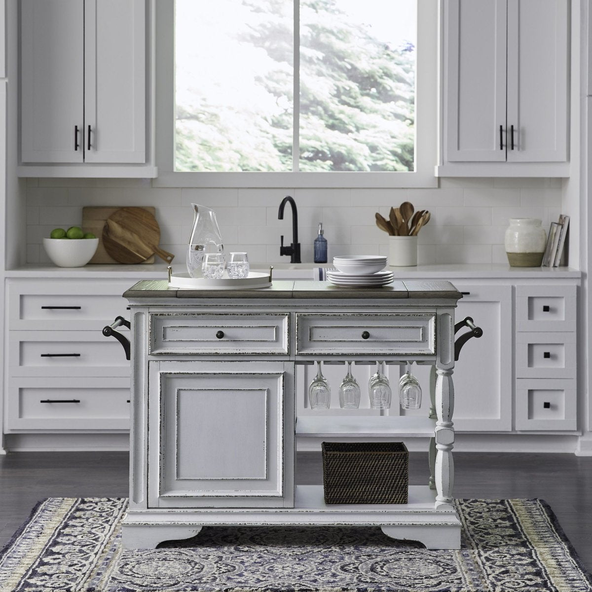 Magnolia Manor - Bar Cart - White Home Bars by Liberty Furniture - Walls Furniture & Mattress