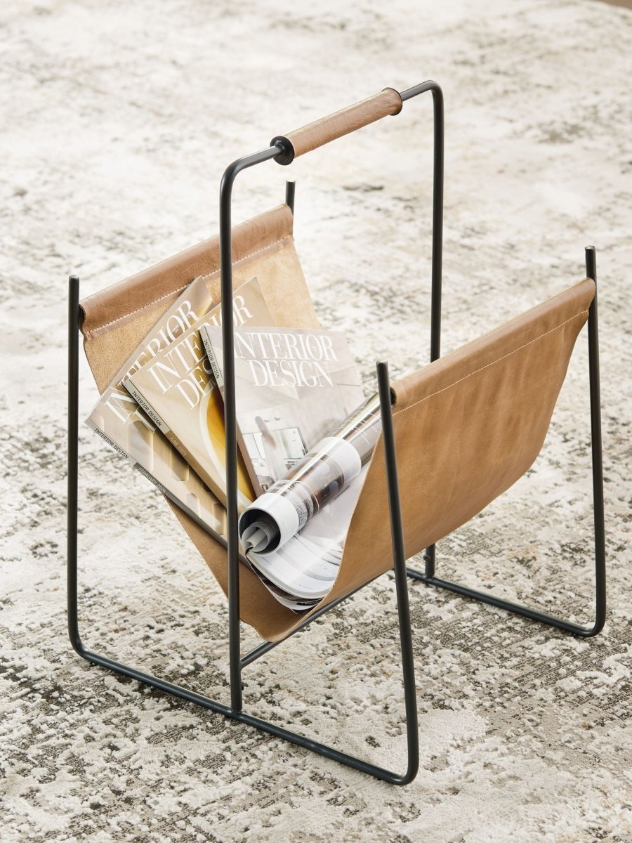 Faronworth - Magazine Rack - Brown / Black Storage Baskets by Signature Design by Ashley® - Walls Furniture & Mattress