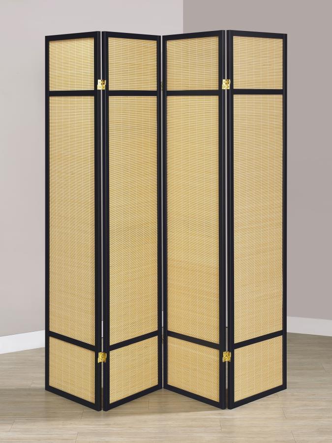 Pearce - 4 - Panel Bamboo Room Divider Folding Screen - Natural Room Dividers by Coaster Fine Furniture - Walls Furniture & Mattress
