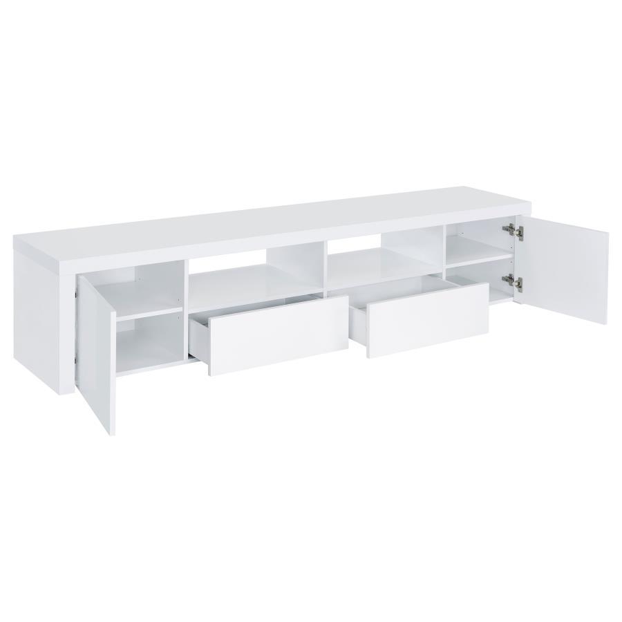 Jude - 2 Door Engineered Wood TV Stand - High Gloss White TV Stands by Coaster Fine Furniture - Walls Furniture & Mattress