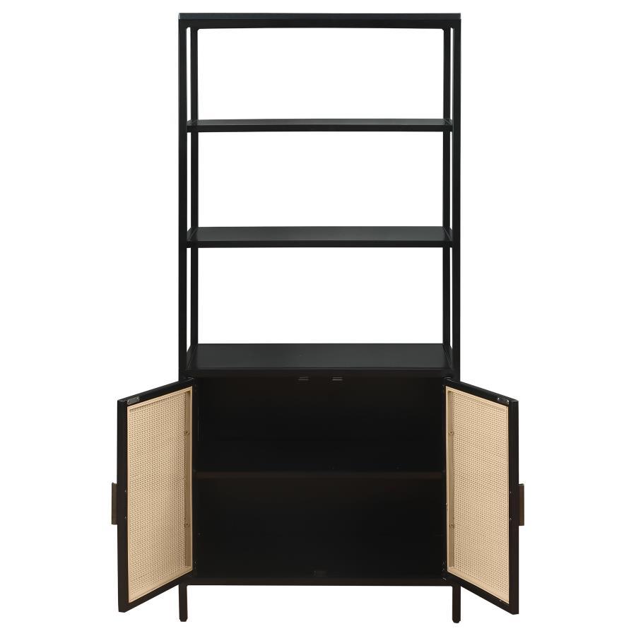 Amherst - 3 - Shelf Radio Weave Cane Metal Accent Cabinet Accent Cabinets by Coaster Fine Furniture - Walls Furniture & Mattress