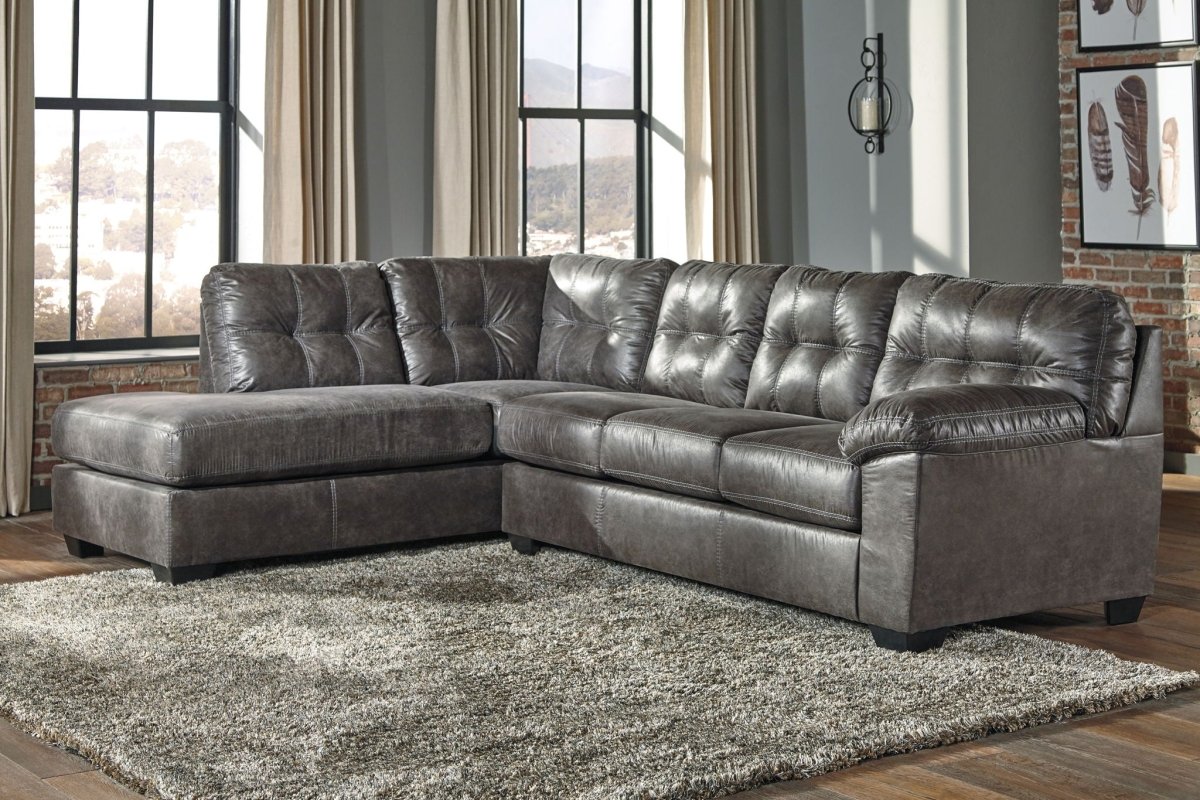 Fallston - Slate - Left Arm Facing Chaise 2 Pc Sectional Stationary Sectionals by Signature Design by Ashley® - Walls Furniture & Mattress