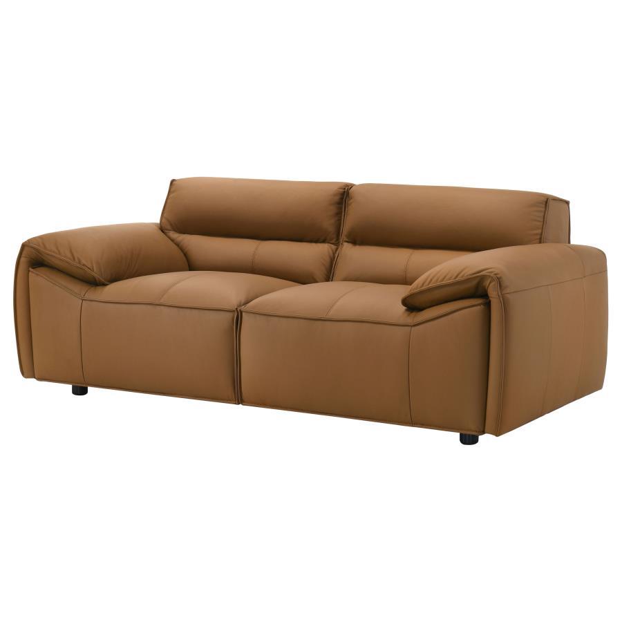 Buxton - Top Grain Leather Upholstered Loveseat Stationary Loveseats by Coaster Fine Furniture - Walls Furniture & Mattress