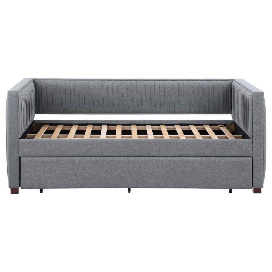 Brodie - Upholstered Twin Daybed With Trundle - Gray Daybeds by CoasterEssence - Walls Furniture & Mattress