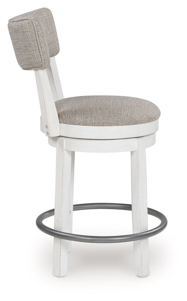 Robbinsdale - Antique White - Upholstered Swivel Barstool (Set of 2) Stool Sets by Signature Design by Ashley® - Walls Furniture & Mattress