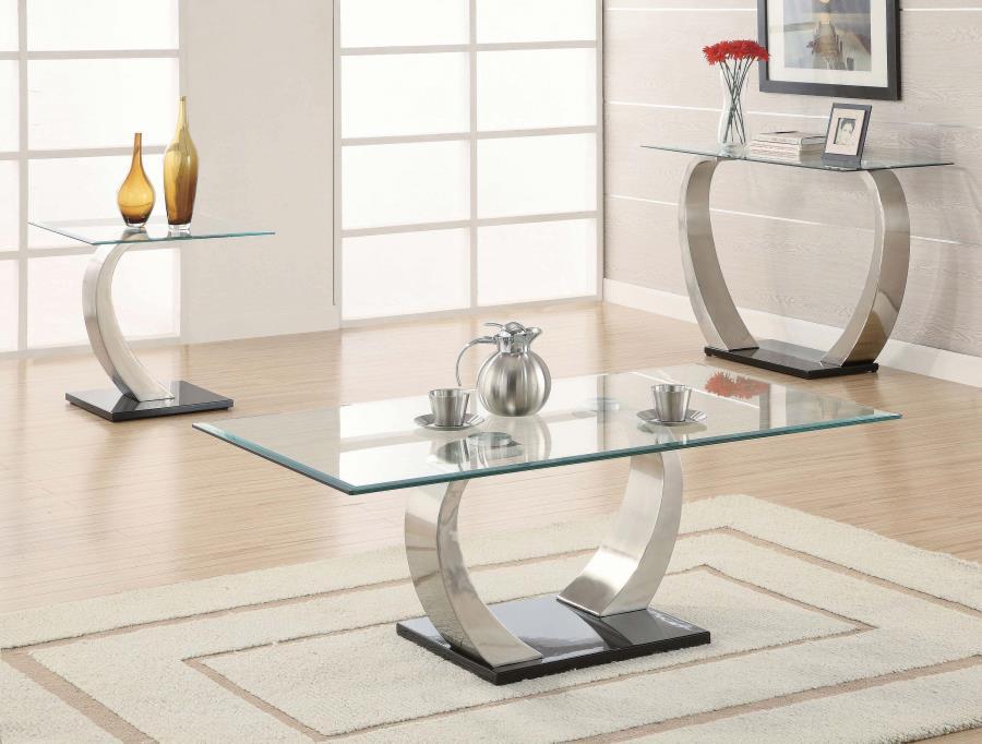 Pruitt - Glass Top Metal Base Table Coffee Tables by CoasterEssence - Walls Furniture & Mattress