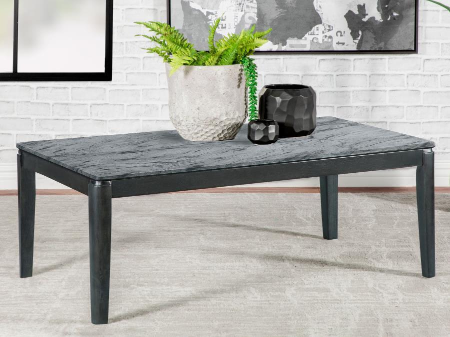 Mozzi - Rectangular Faux Marble Coffee Table - Gray And Black Coffee Tables by CoasterEssence - Walls Furniture & Mattress