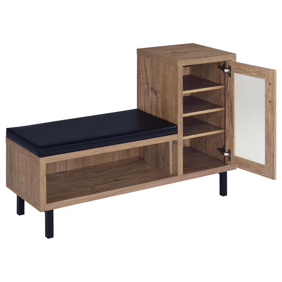 Teller - 1 - Door Entryway Shoe Storage Bench - Natural Oak Storage Benches by Coaster Fine Furniture - Walls Furniture & Mattress