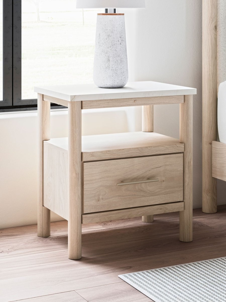 Cadmori - One Drawer Night Stand Nightstands w/ Charging Stations by Signature Design by Ashley® - Walls Furniture & Mattress