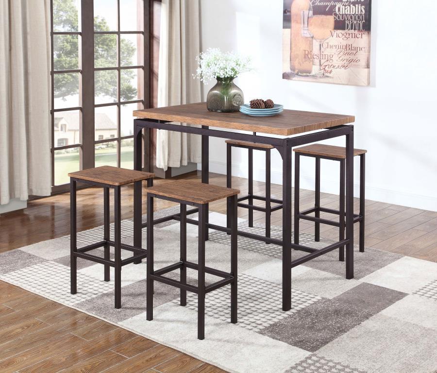 Santana - 5 Piece Pub Height Bar Table Set - Weathered Chestnut 5 Piece Dining Room Sets by CoasterEveryday - Walls Furniture & Mattress