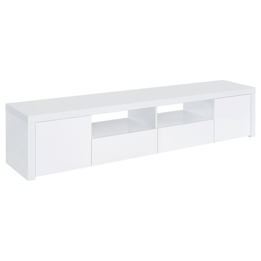 Jude - 2 Door Engineered Wood TV Stand - High Gloss White TV Stands by Coaster Fine Furniture - Walls Furniture & Mattress