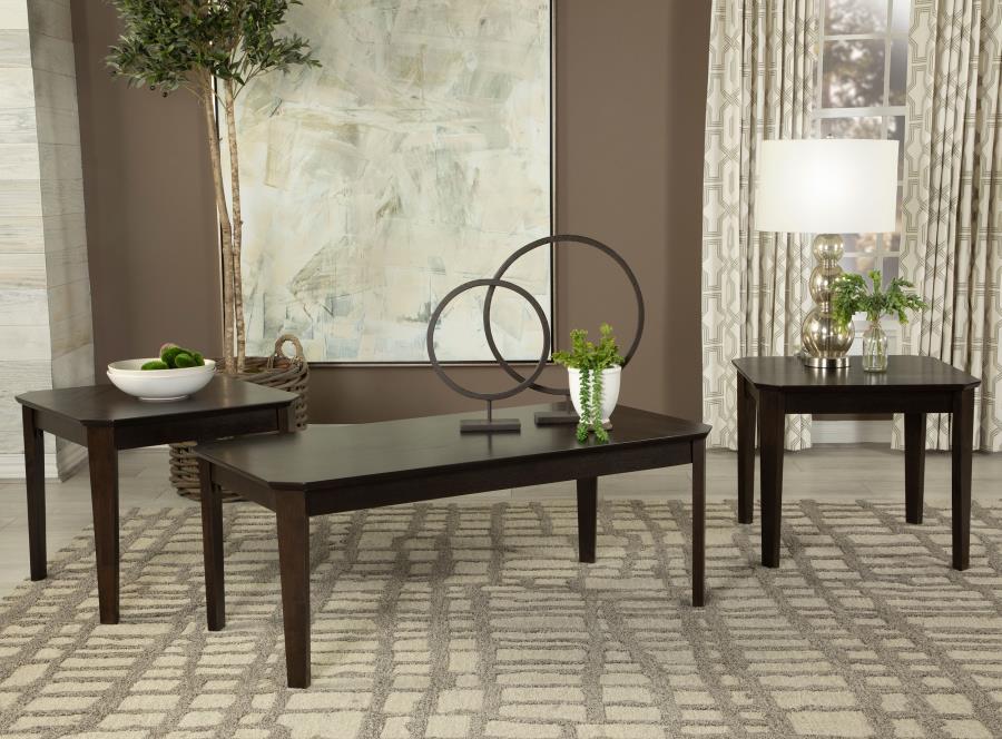 Amaro - 3 Piece Coffee And End Table Set - Dark Brown Table Sets by CoasterEssence - Walls Furniture & Mattress