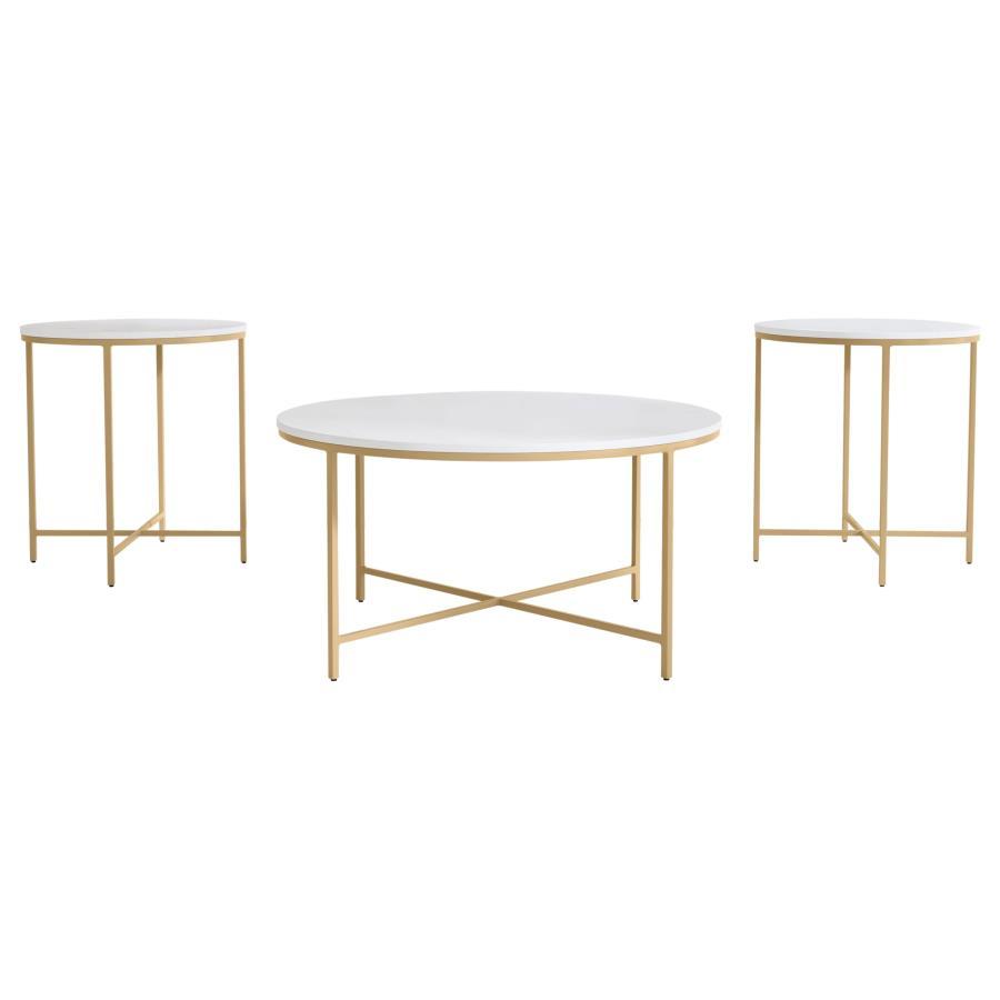 Ellison - Round Marble Coffee And End Table Set Table Sets by Coaster Fine Furniture - Walls Furniture & Mattress