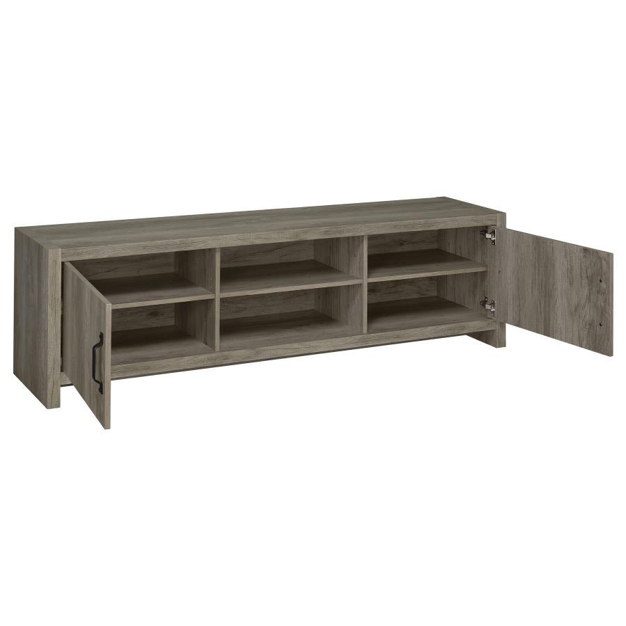 Burke - 2 Door Engineered Wood TV Stand - Gray Driftwood TV Stands by CoasterEssence - Walls Furniture & Mattress
