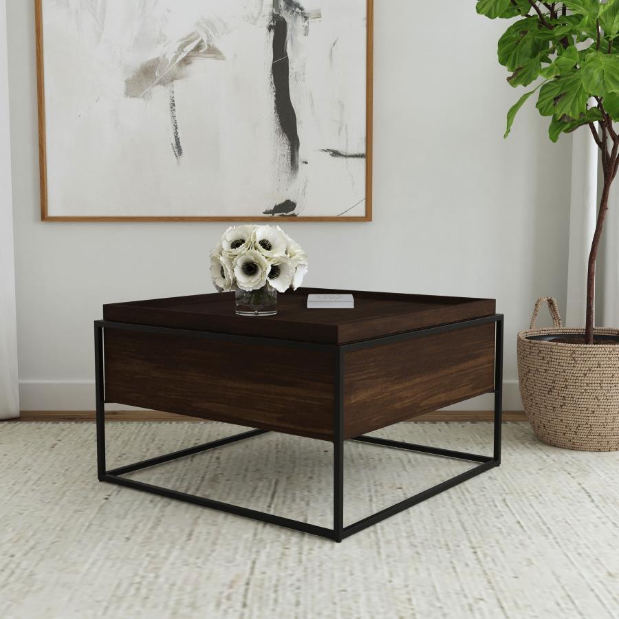 Fulton - Square - Mango Wood Coffee Table - Dark Brown Coffee Tables by Coaster Fine Furniture - Walls Furniture & Mattress