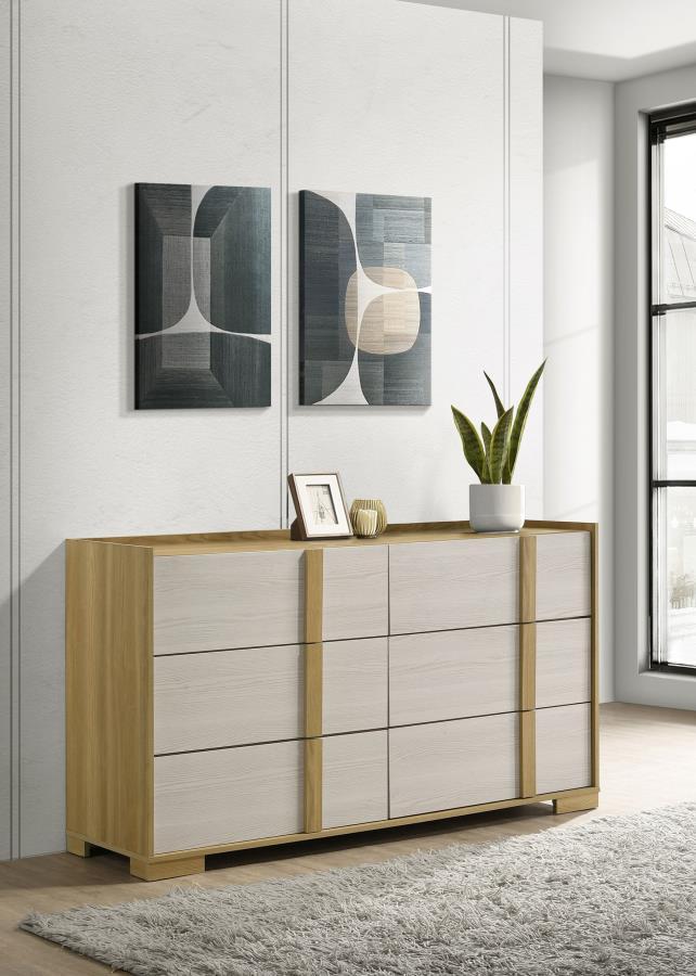 Hyland - 6 - Drawer Dresser - Natural Dressers by Coaster Fine Furniture - Walls Furniture & Mattress
