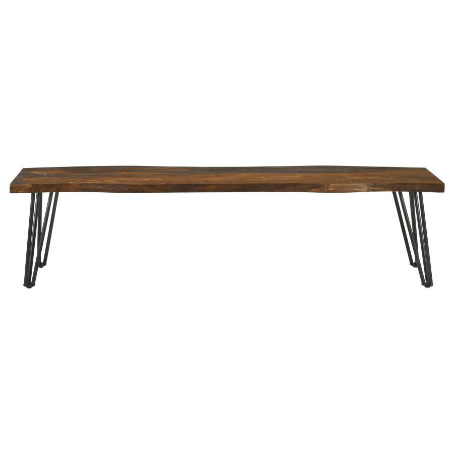 Neve - Live Edge Wood Dining Bench Hairpin Legs - Gray Sheesham Dining Benches by CoasterEssence - Walls Furniture & Mattress