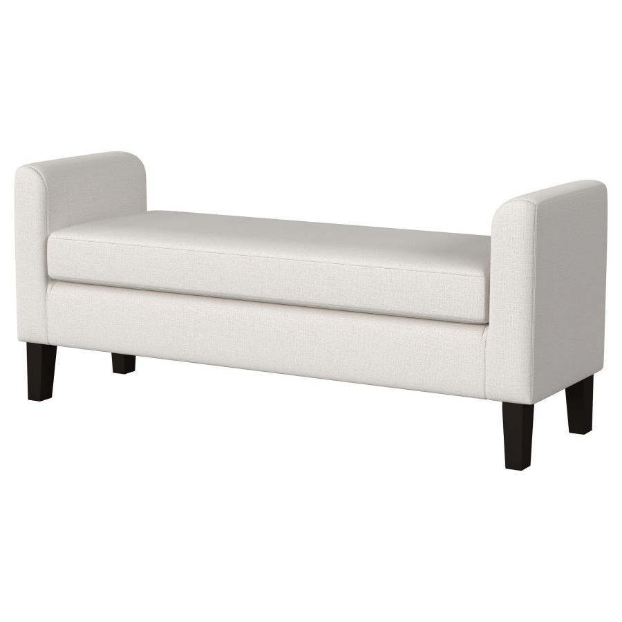 Rex - Fabric Upholstered Accent Bench With Armrests - Vanilla Upholstered Benches by Coaster Fine Furniture - Walls Furniture & Mattress
