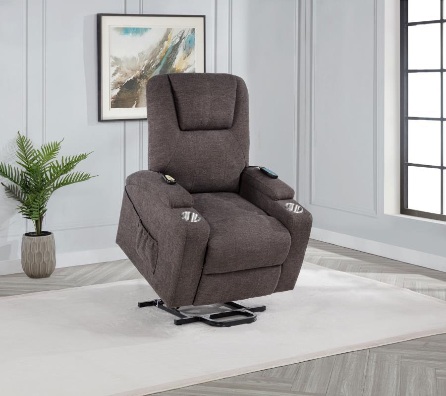 Louie - Chenille Upholstered Power Lift Massage Chair Lift Chairs by Coaster Fine Furniture - Walls Furniture & Mattress
