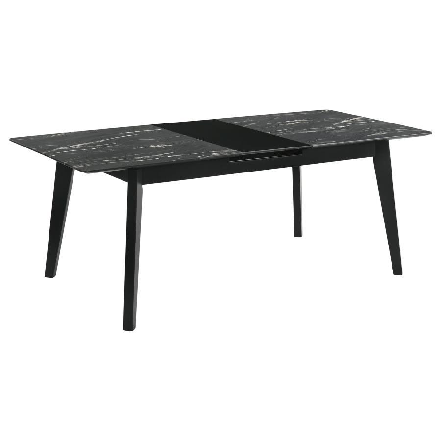 Crestmont - Extension Dining Table Faux Marble - Black Dining Tables with Extensions by CoasterEssence - Walls Furniture & Mattress